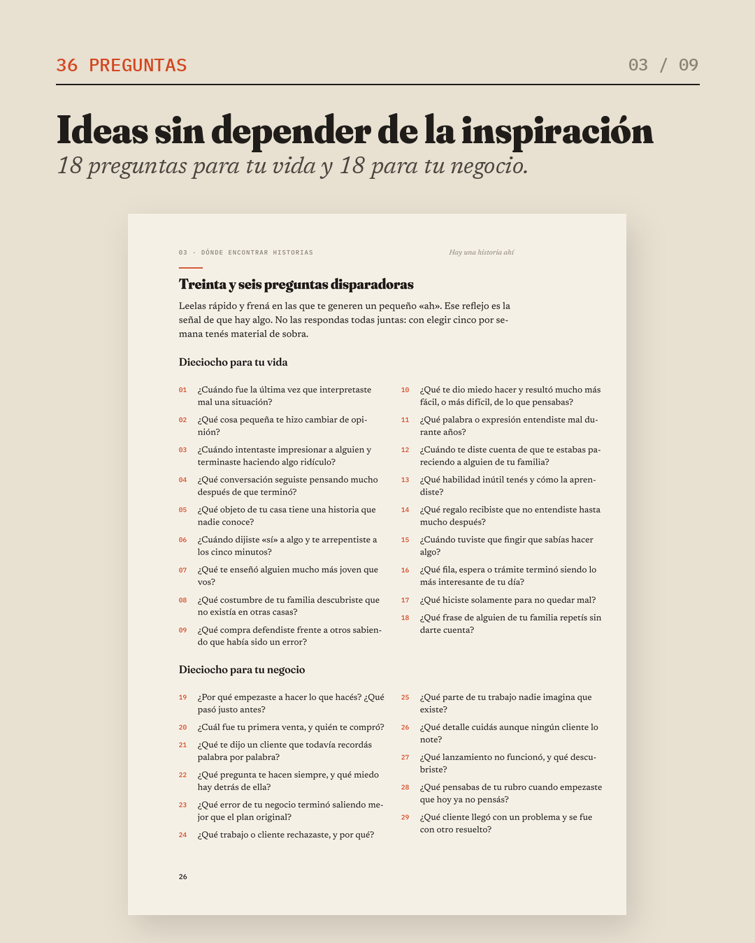 36 preguntas para encontrar historias